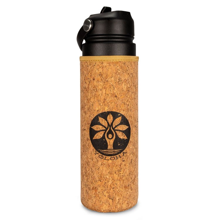 Black 25oz Insulated Water Bottle with Cork Sleeve