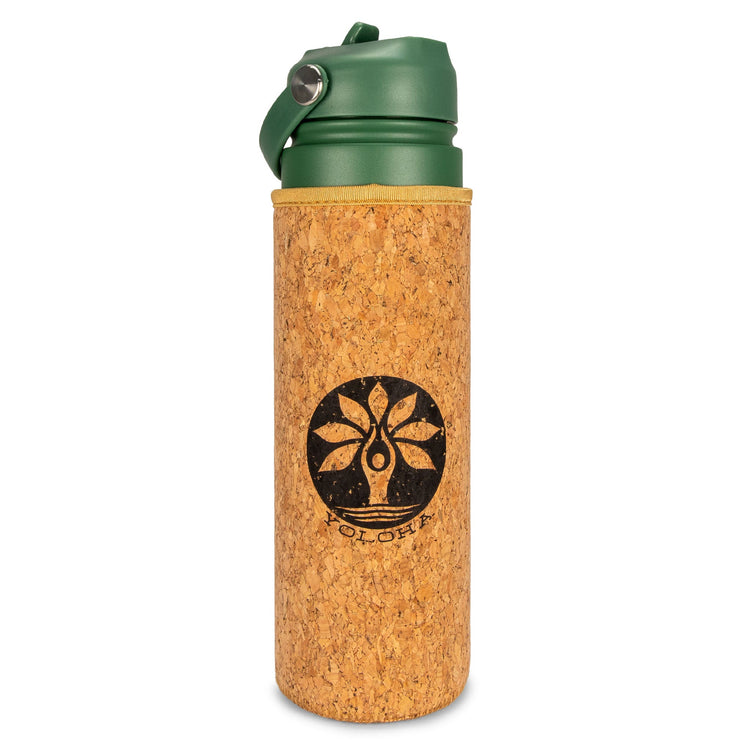 Green 25oz Insulated Water Bottle with Cork Sleeve
