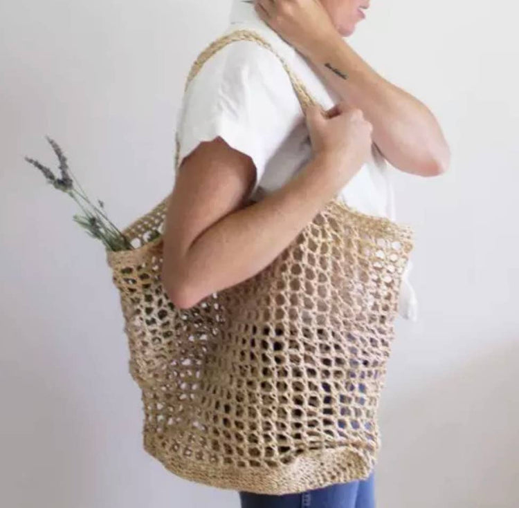 Ecofreax beach tote handbag handmade natural raffia paper ecofriendly home goods ecofreax