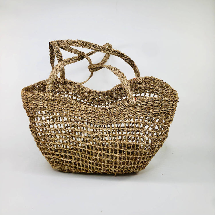 Ecofreax market woven wicker basket shoulder bag seagrass open weave ecofriendly home goods ecofreax
