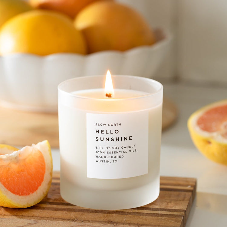 Hello Sunshine - Signature Candle in a frosted glass jar