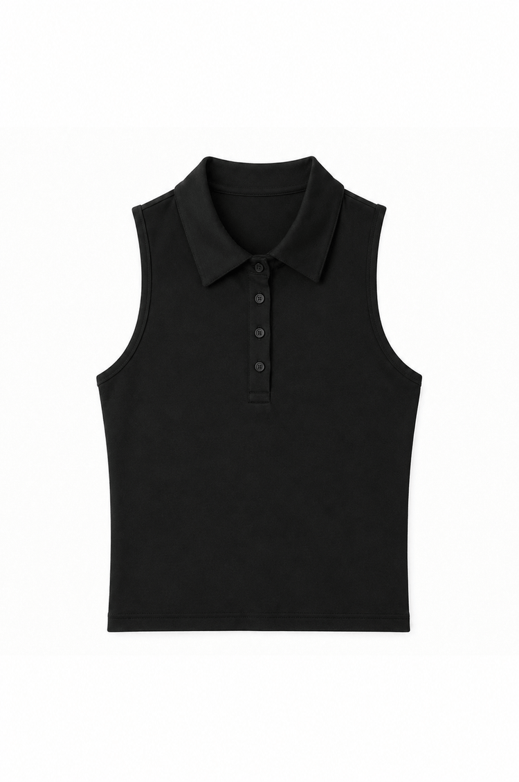 Lezat black lexy organic cotton polo tank