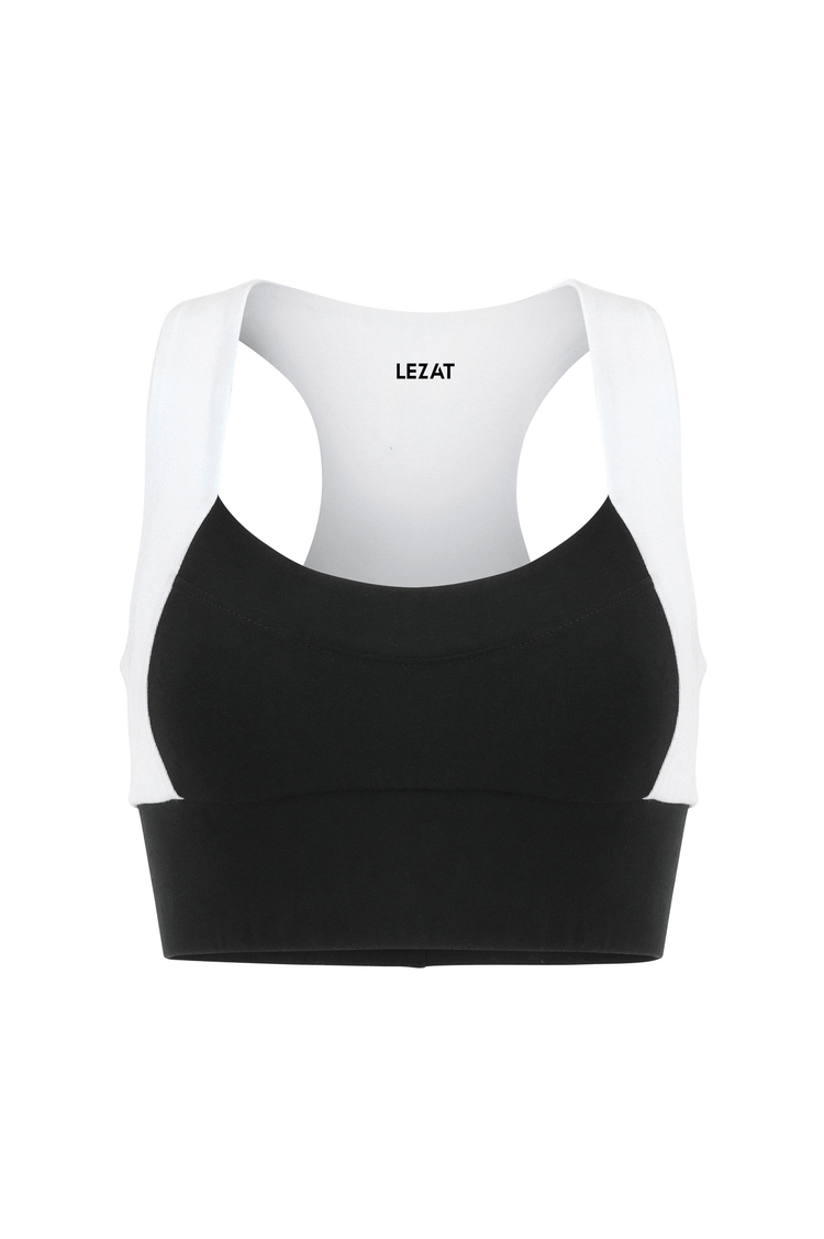 Lezat black neda colorblock organic cotton bra top