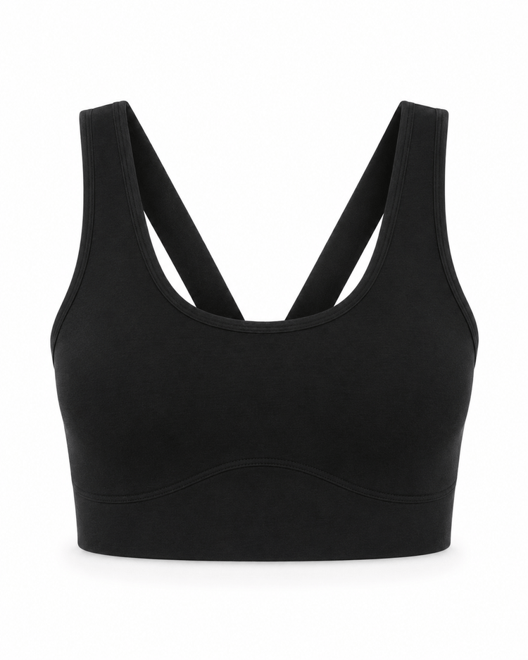 Lezat black reagan organic cotton sports bra
