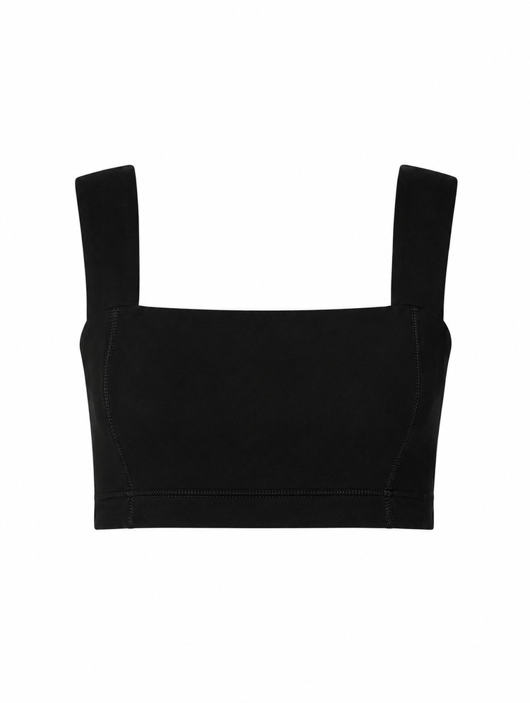 Lezat black square neck organic cotton sports bra