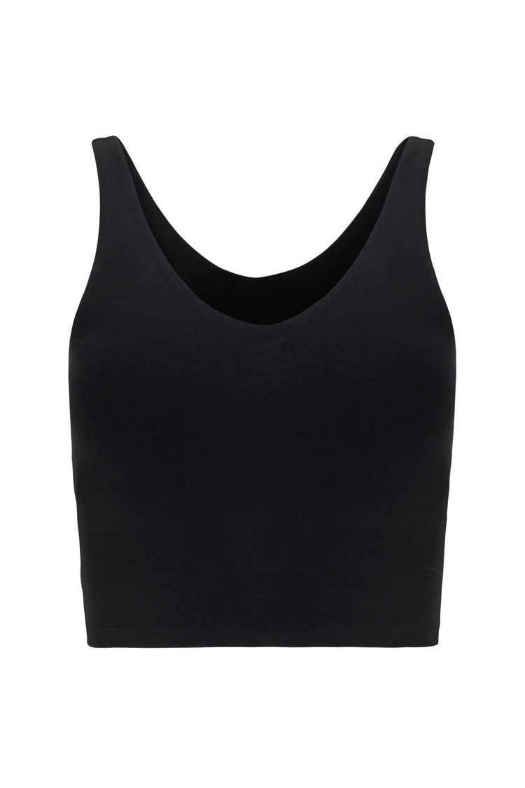 Lezat black v neck organic cotton crop tank