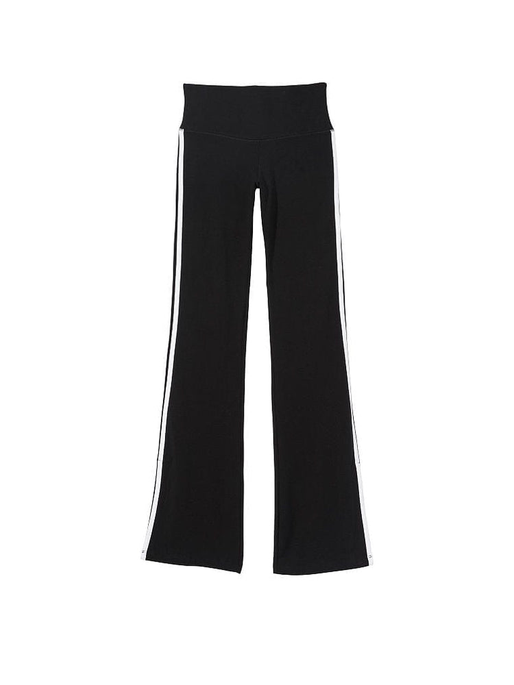 Lezat ella organic cotton high rise flare stripe leggings black
