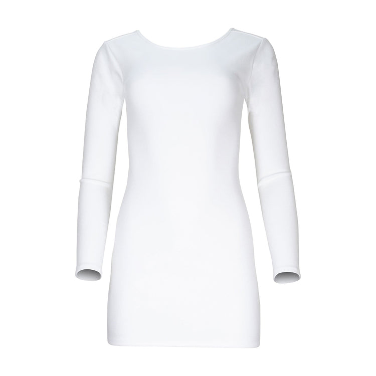Lezat rompers jenna long sleeve open back cotton mini dress ivory