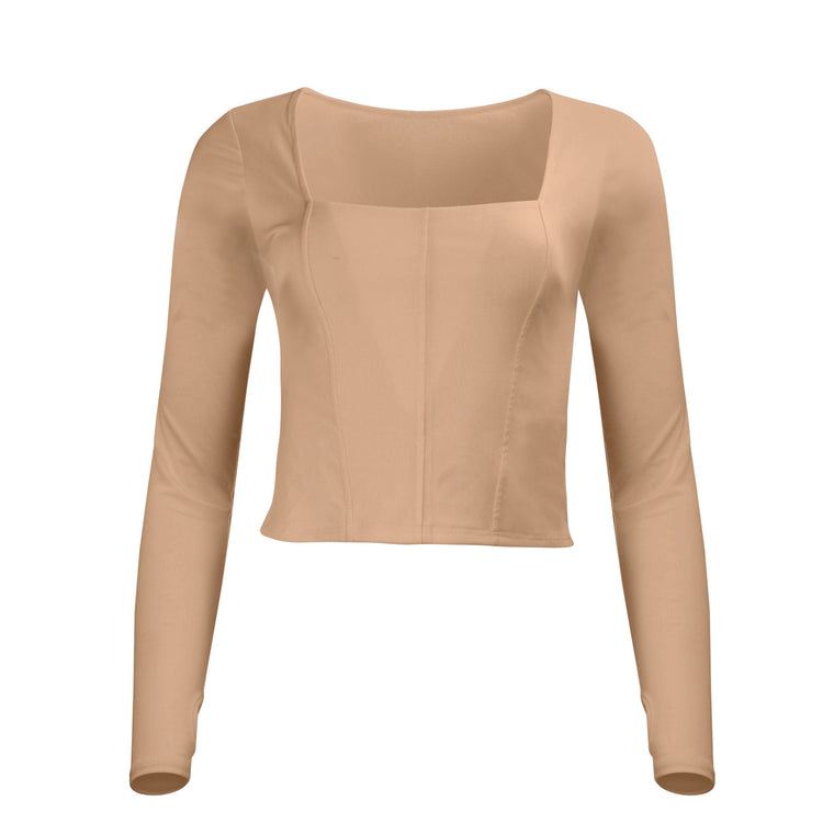Lezat sweatpants hailey mesh and cotton long sleeve top latte
