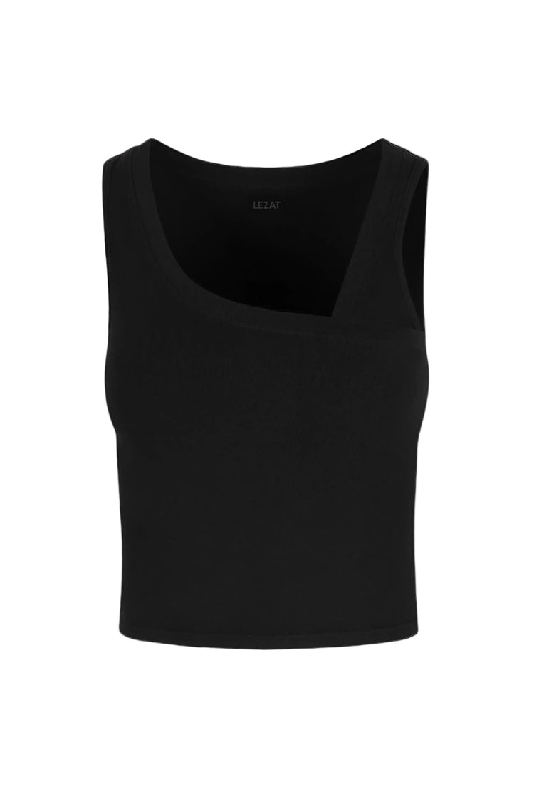 Lezat black eden asymmetrical organic cotton tank