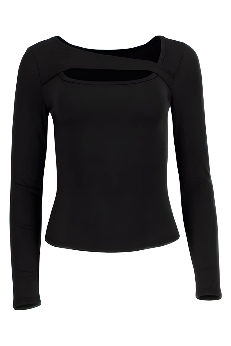Lezat paige cotton long sleeve cutout top black