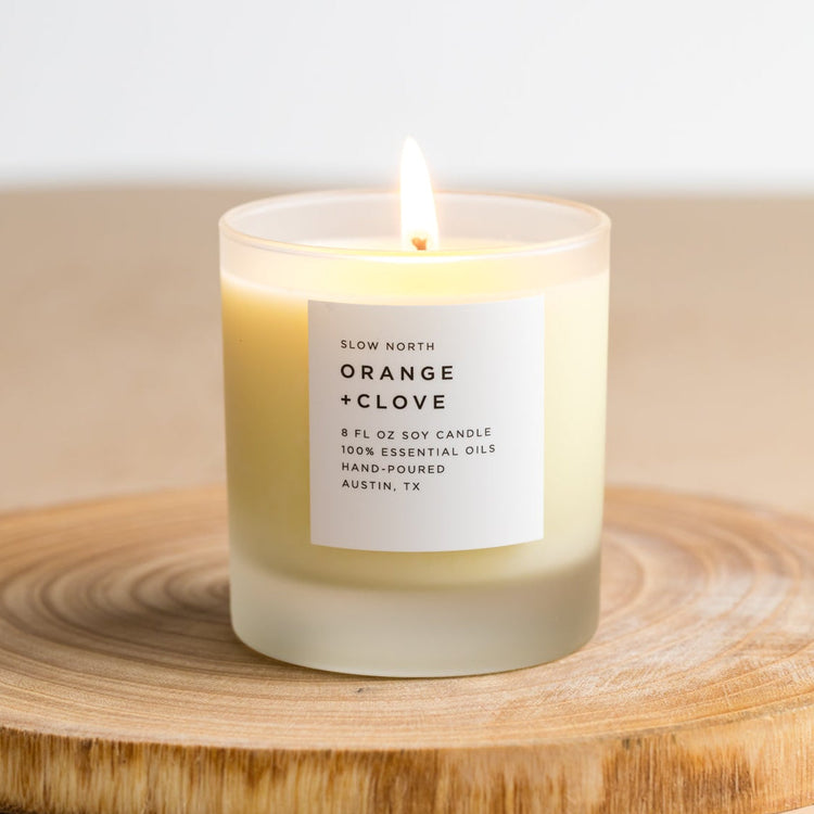 Orange and Clove - Signature Soy Candle in a frosted glass jar