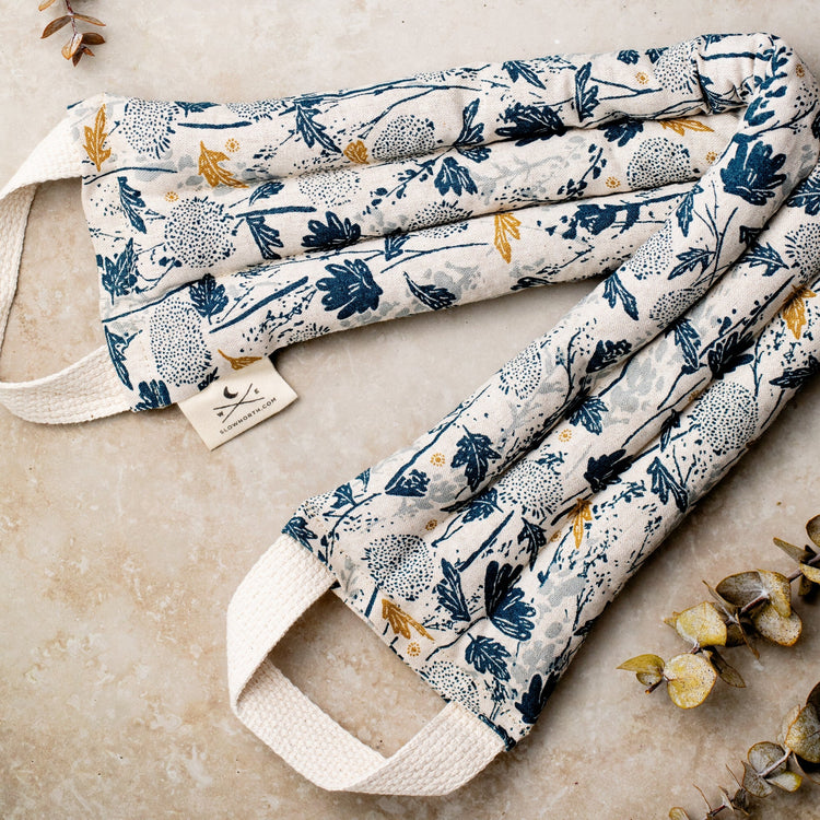 Wander Field floral neck wrap laid out